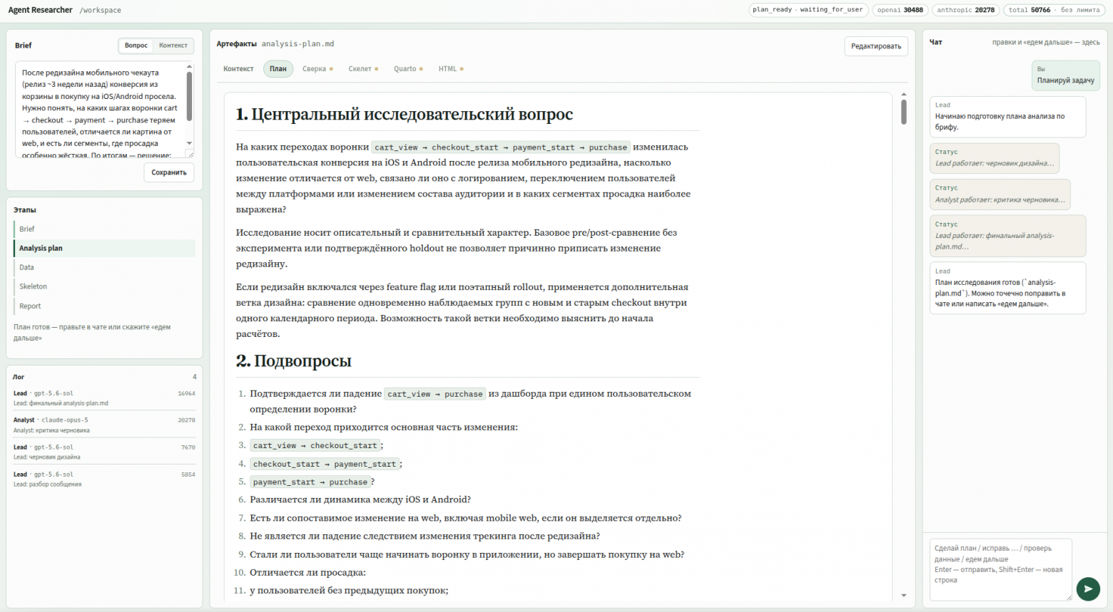 Готовый план рисерча