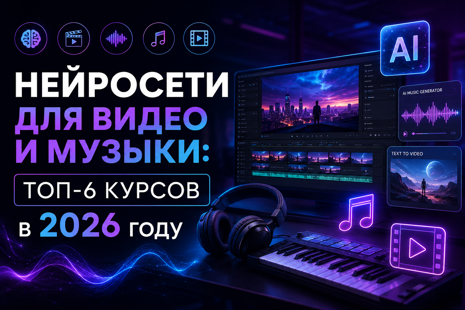 Нейросети для видео и музыки: топ-6 курсов в 2026 году - 1 Нейросети для видео и музыки: топ-6 курсов в 2026 году - 1