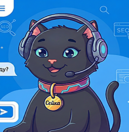 SEO кошка с характером. Прямая, тёплая, иногда игривая.