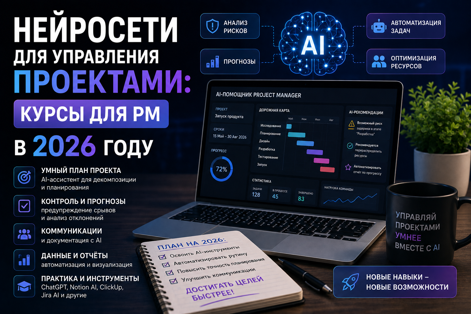 Нейросети для управления проектами: курсы для PM в 2026 - 1 Нейросети для управления проектами: курсы для PM в 2026 - 1
