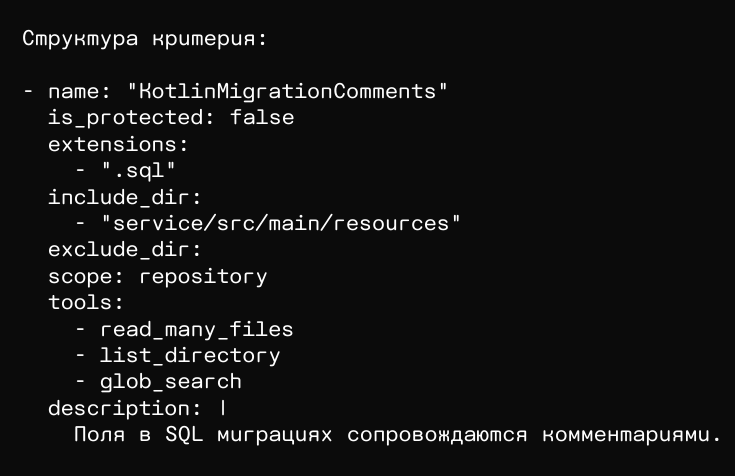 Структура кастомного критерия  