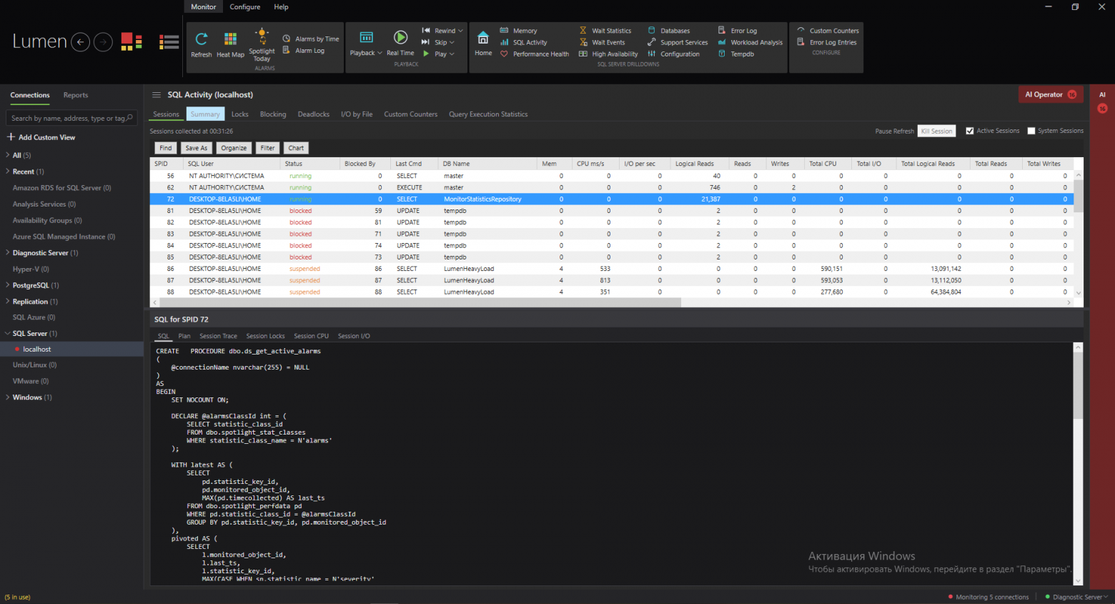 SQL Activity Sessions