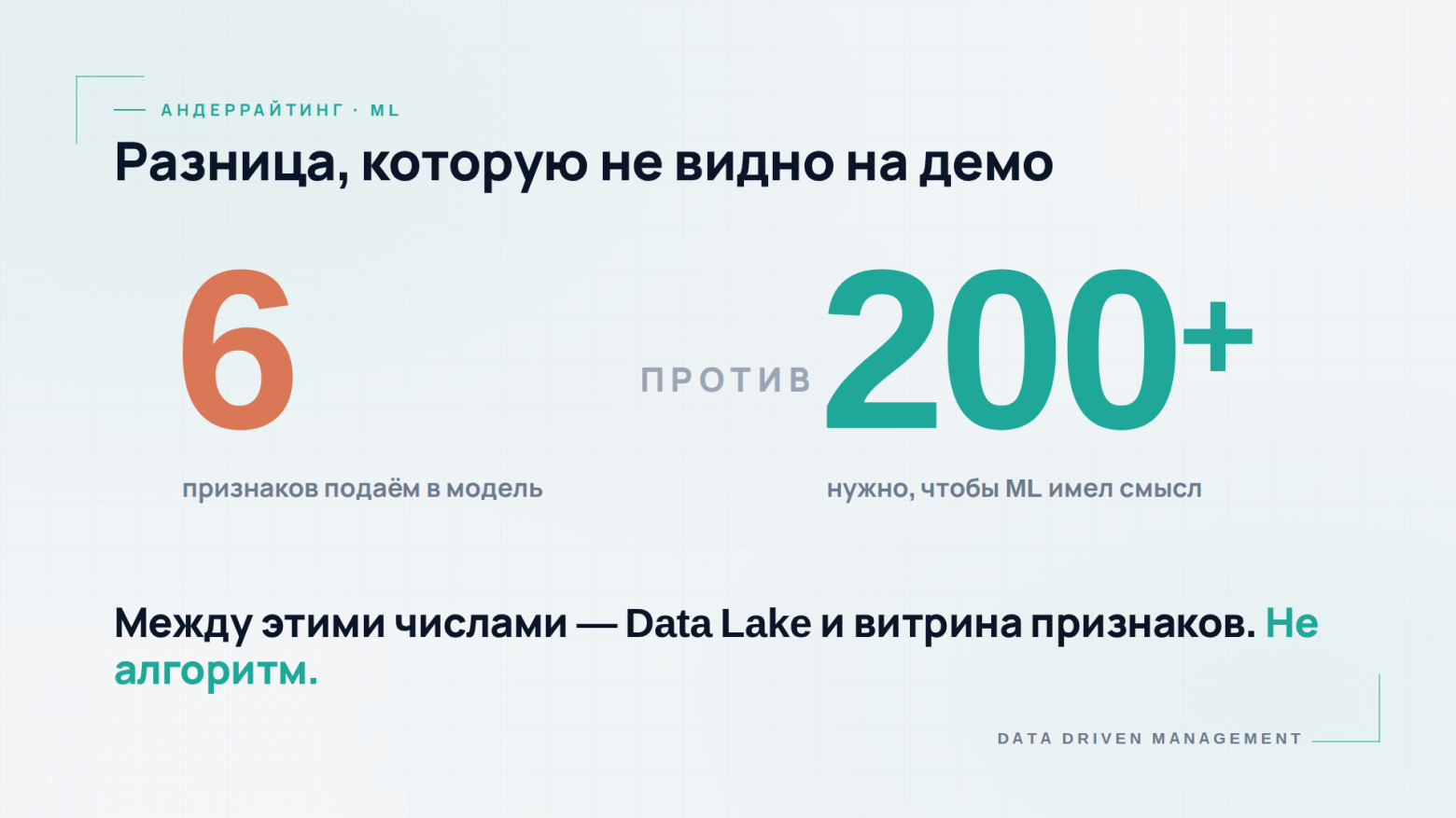 Шесть признаков в модели против двухсот необходимых