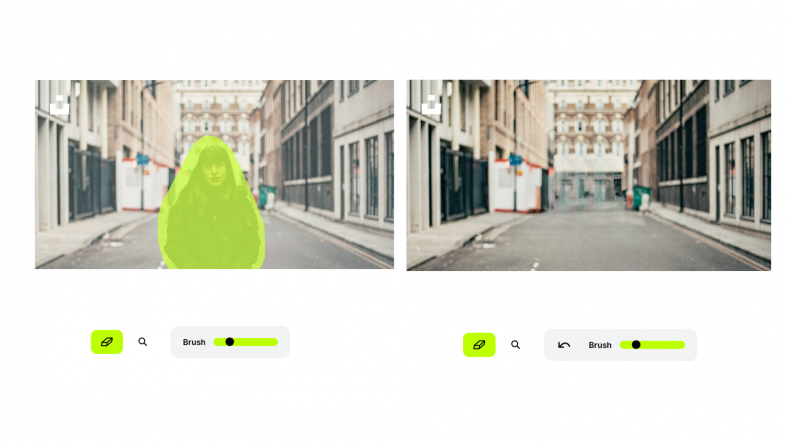Cleanup.pictures удалил женщину с фотографии, но размыл дорогу и детали фона.