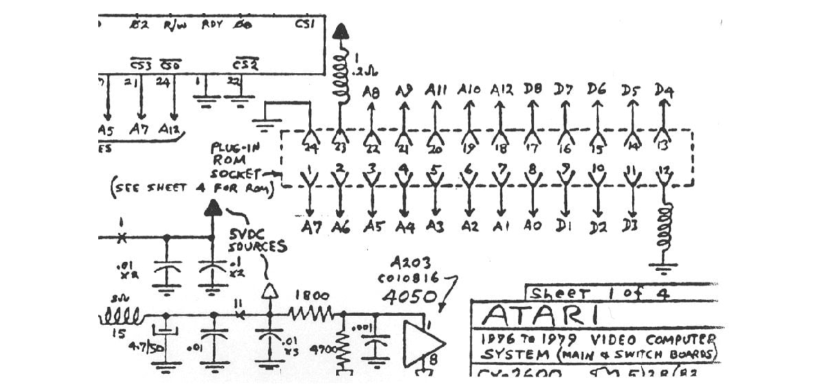 Распиновка разъёма картриджа Atari 2600