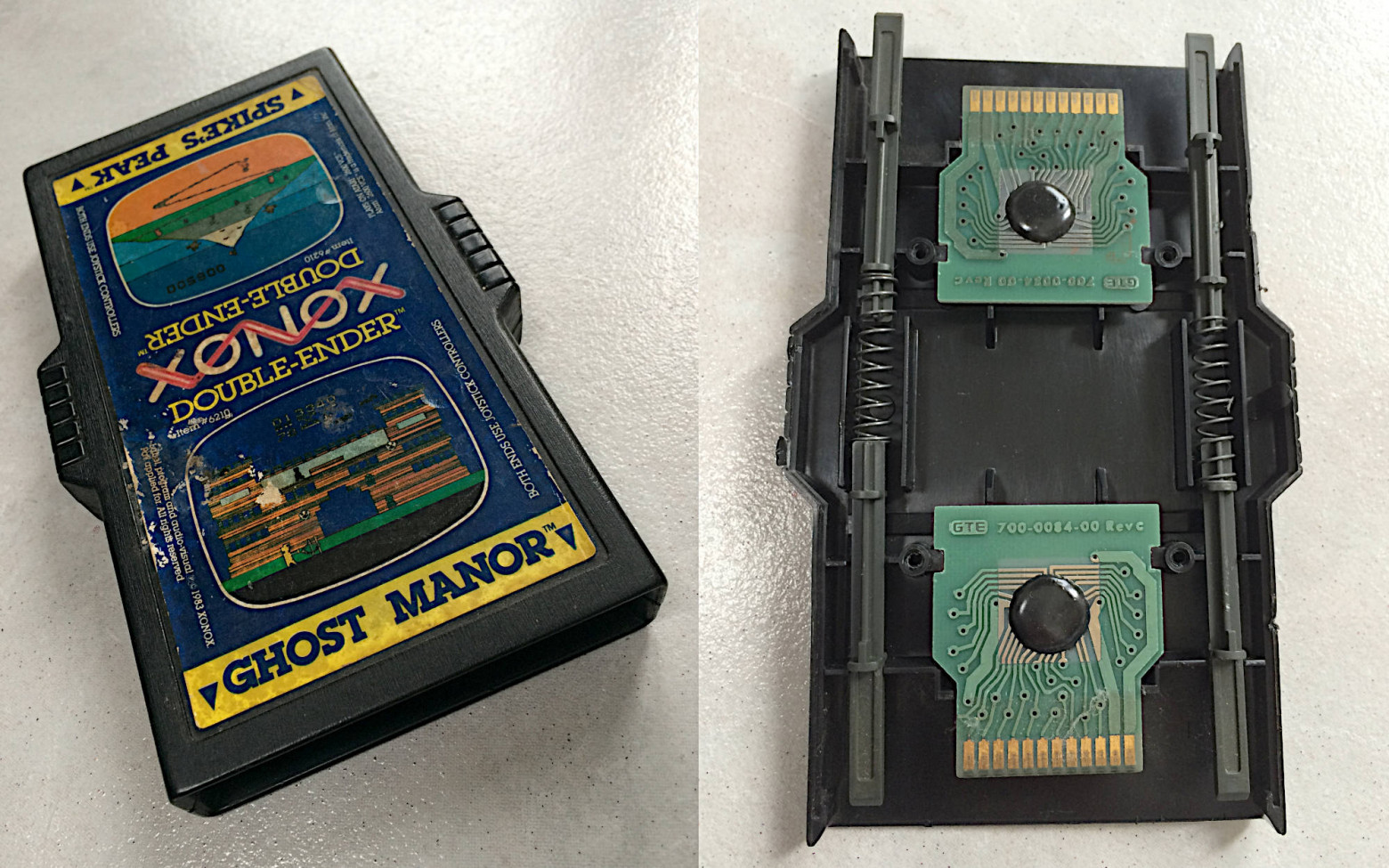 Двухигровый картридж Xonox для Atari 2600 снаружи и изнутри. Фото Joho345