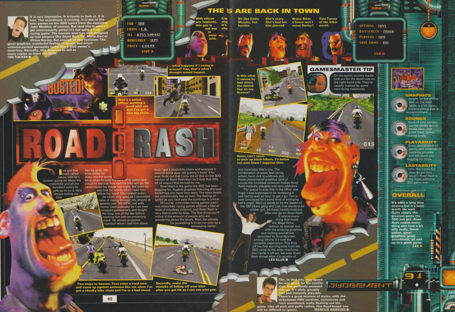 Рецензия на Road Rash в журнале Games Master (№ 22, октябрь 1994)