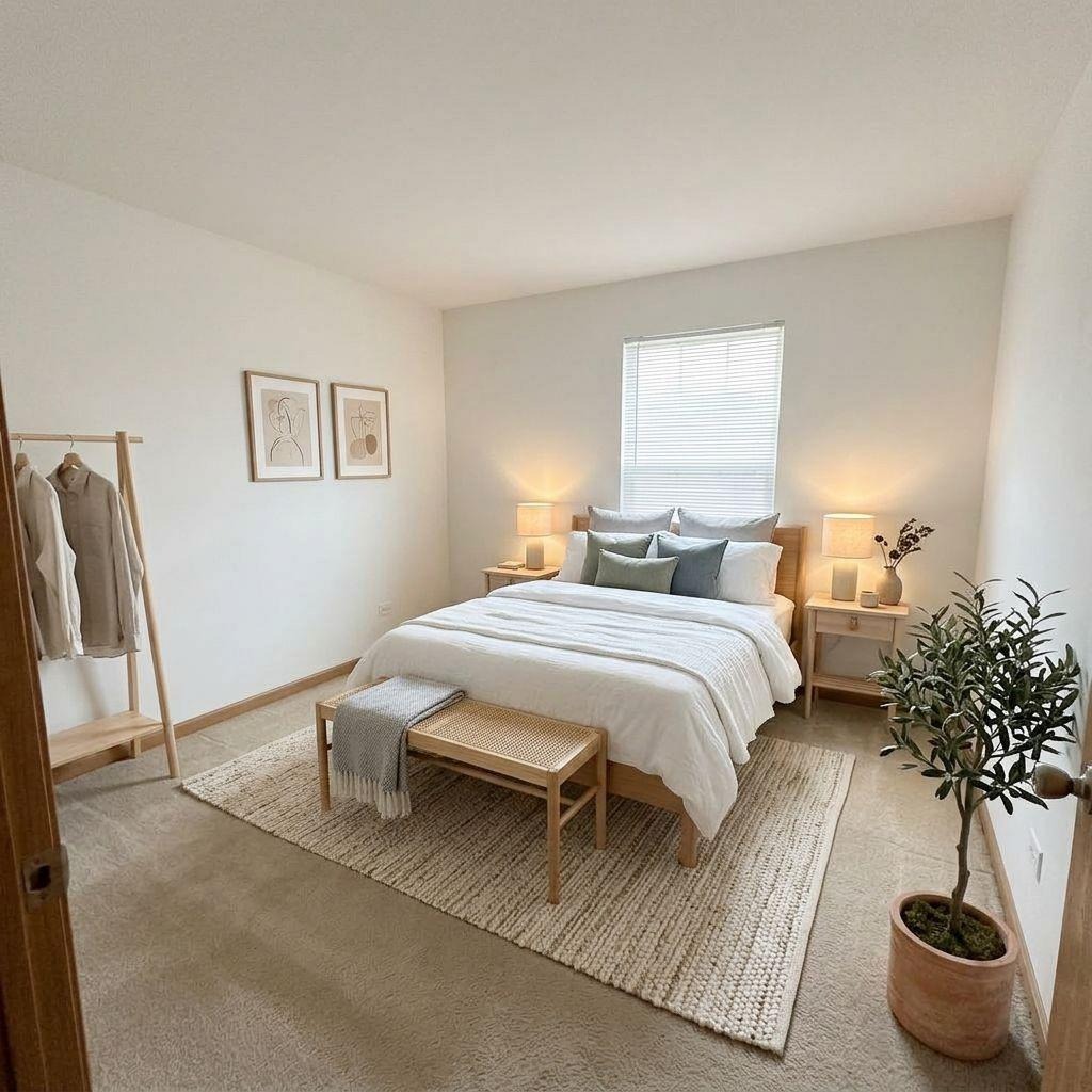 Скандинавская спальня, созданная Homestyler по фотографии пустой комнаты