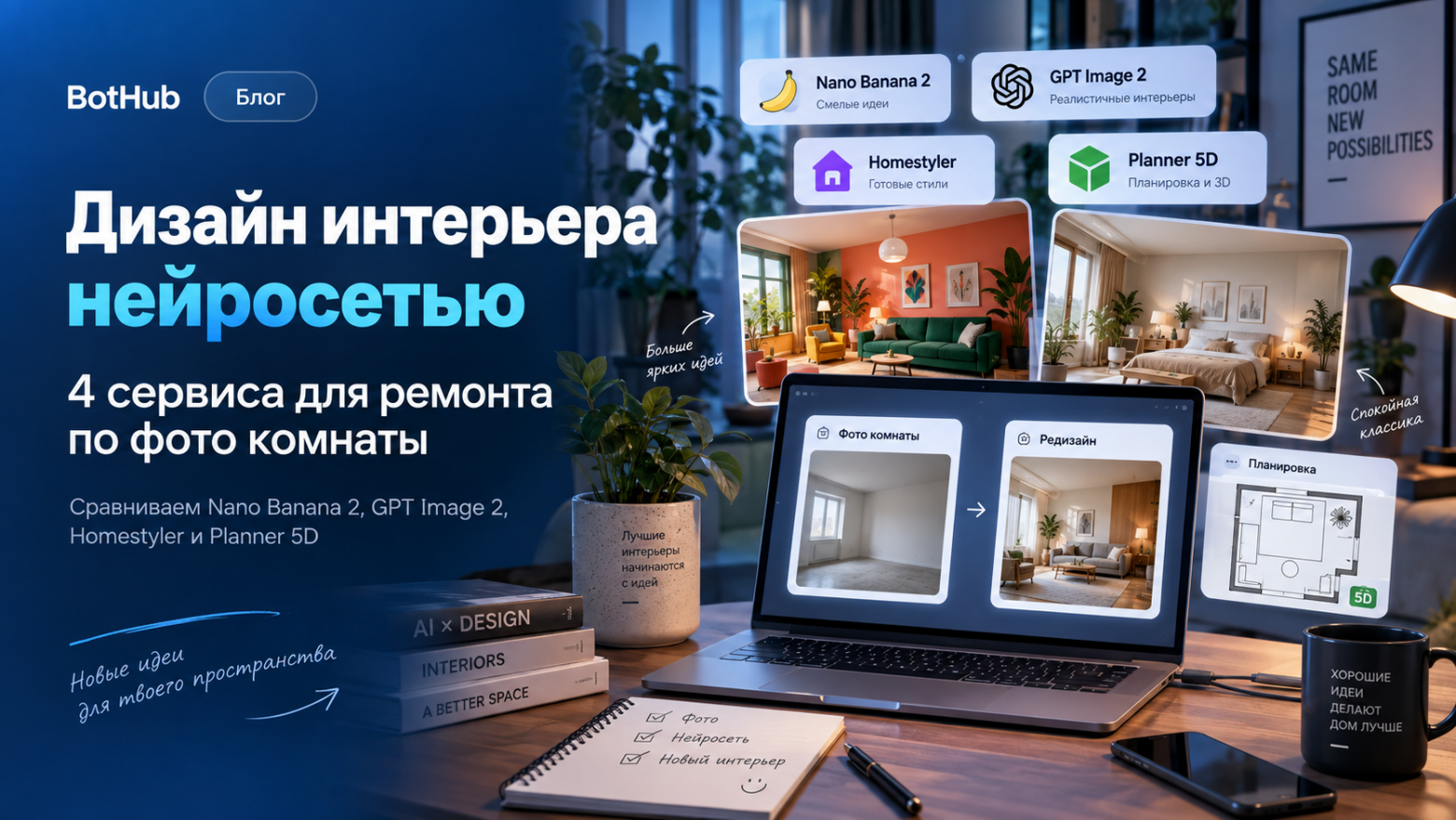 Дизайн интерьера нейросетью: 4 сервиса для ремонта по фото комнаты - 1 Дизайн интерьера нейросетью: 4 сервиса для ремонта по фото комнаты - 1