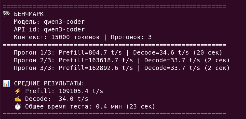 с кешированием, тот же Coder Next Q8 весом 84 гигабайта