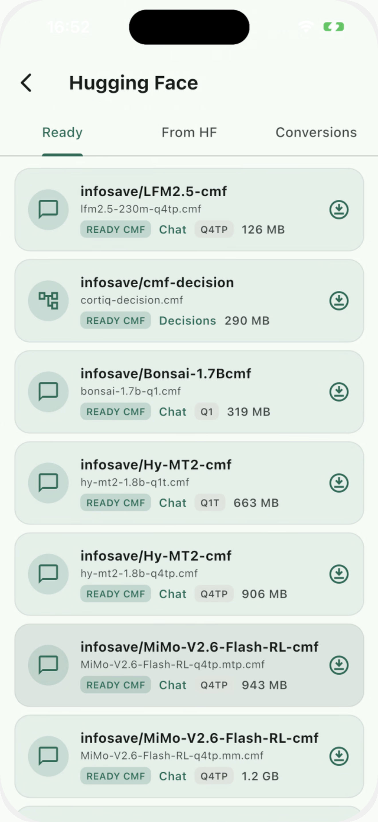 Каталог готовых CMF в Cortiq Mobile