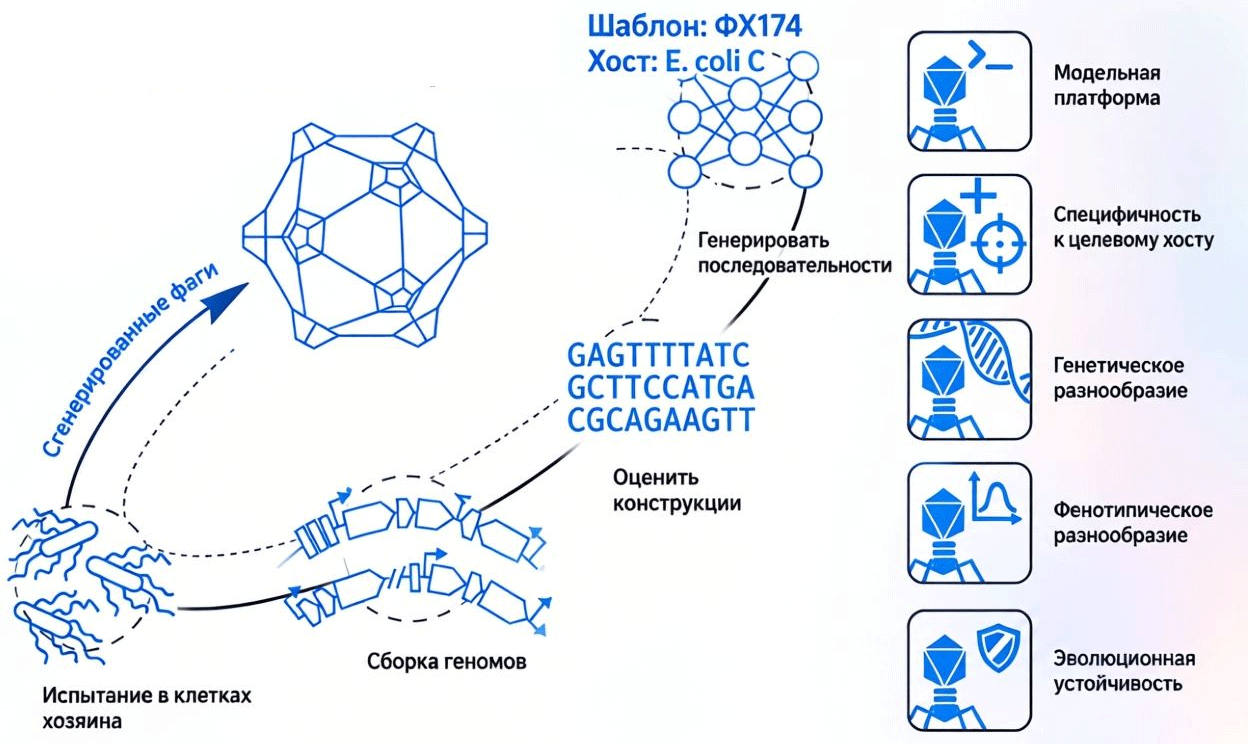 Проектирование генома бактериофага с помощью GLM, схема из научной статьи