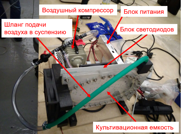 Рисунок – Устройство фотобиореактора 401 проекта 435nm