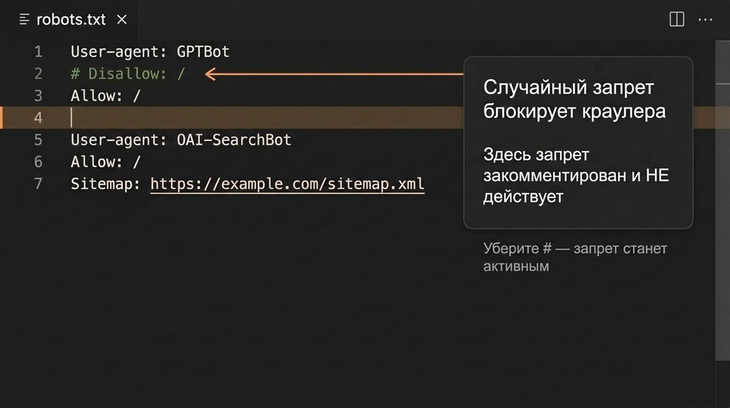 Файл robots.txt: как случайная директива закрывает сайт от роботов ИИ   