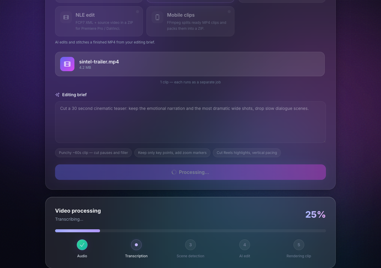 Этап Transcribing — 25%