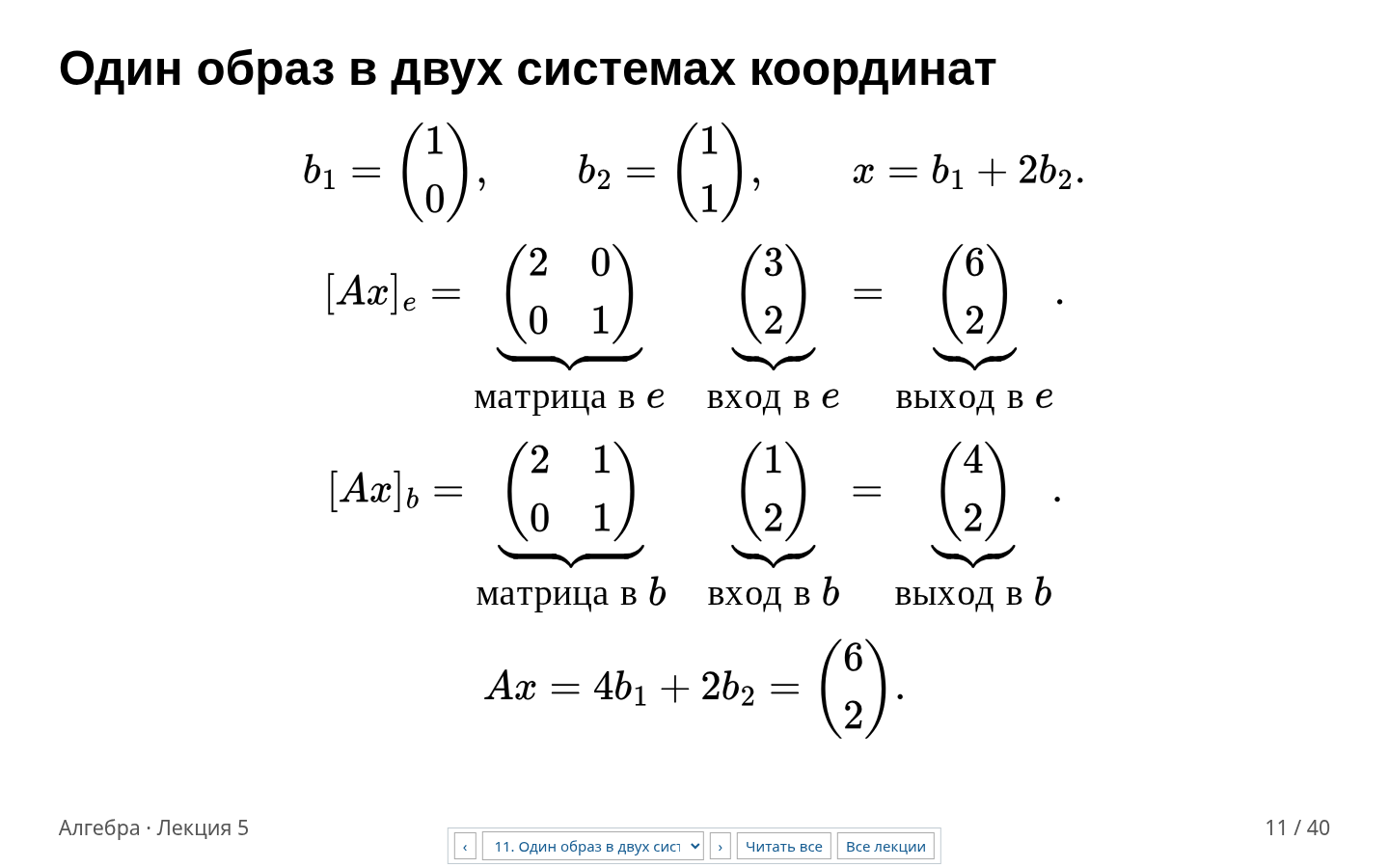 Слайд 11. Два матричных вычисления приводят к одному и тому же геометрическому объекту.