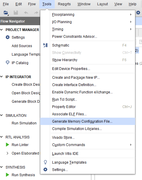   Tools → Generate Memory Configuration File  