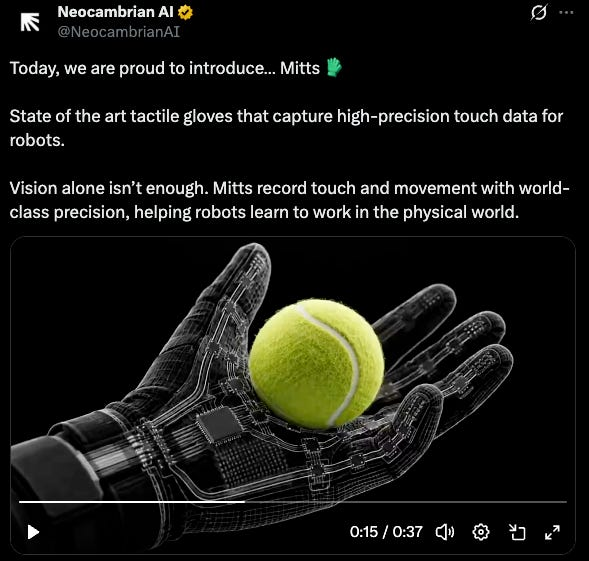  Тактильные перчатки Mitts. Источник: Neocambrian AI  