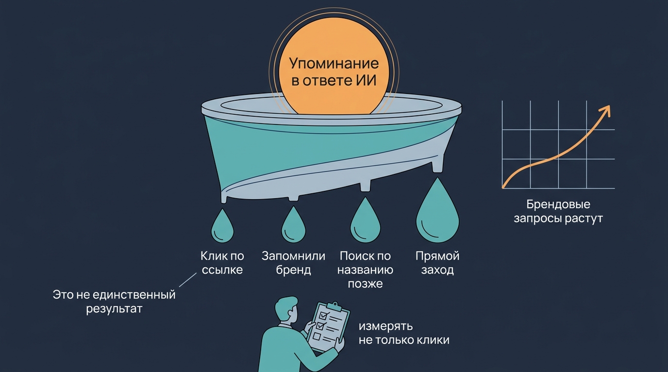 Упоминание без клика тоже работает на бренд  
