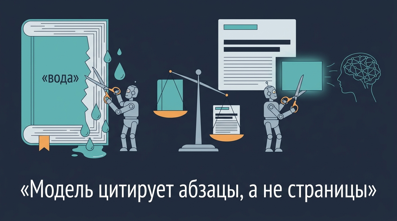 Нейросеть цитирует абзацы, а не страницы целиком  