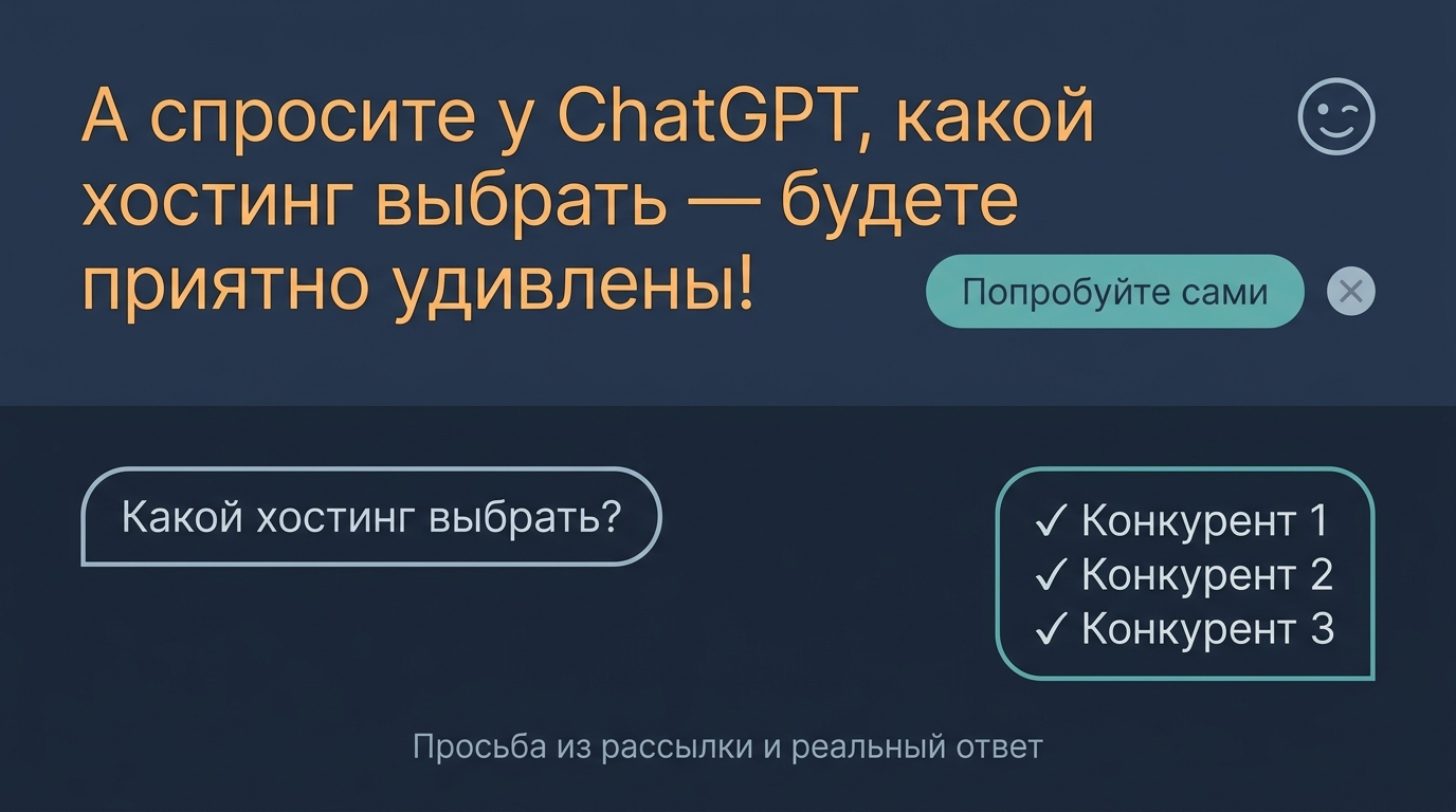 Просьба из рассылки и реальный ответ модели  