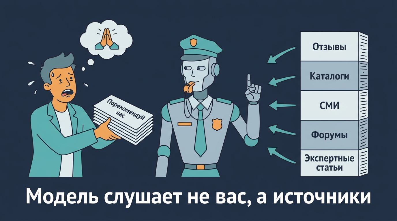 Модель слушает не просьбы, а внешние источники  