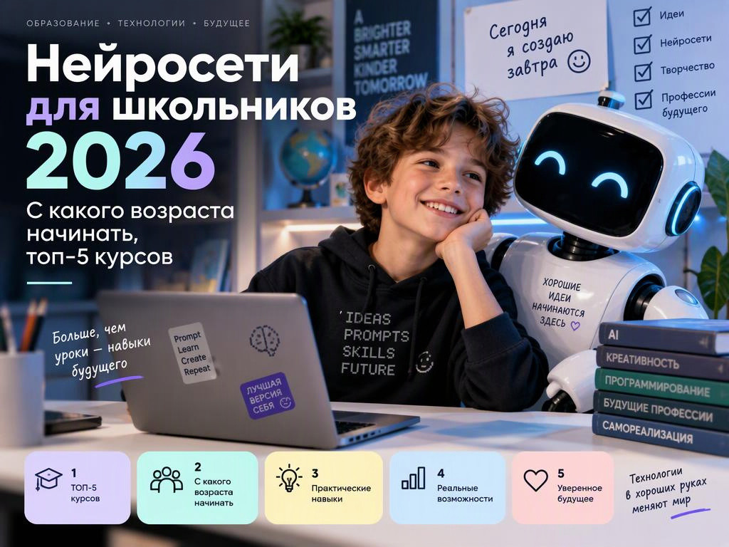 Нейросети для школьников 2026: с какого возраста начинать, топ-5 курсов - 1
