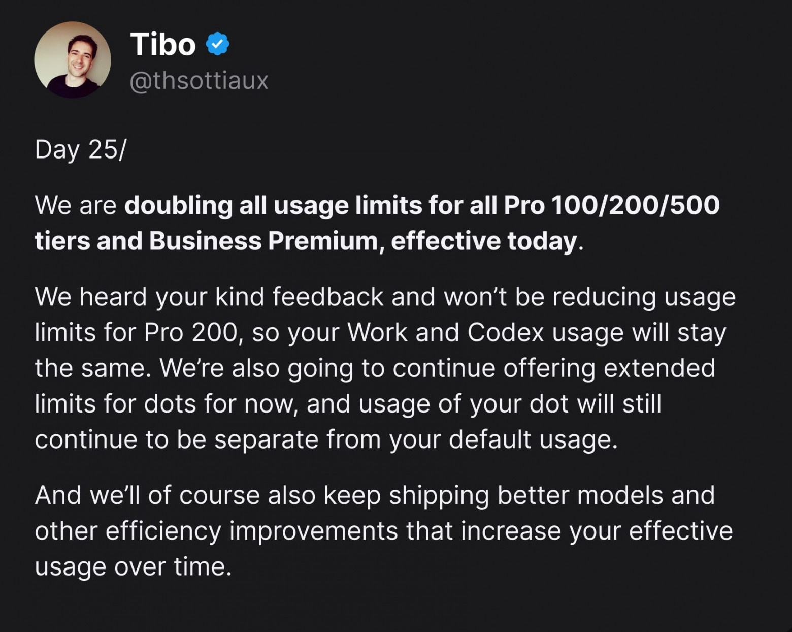 OpenAI передумала резать лимиты Pro и удвоила их - 1