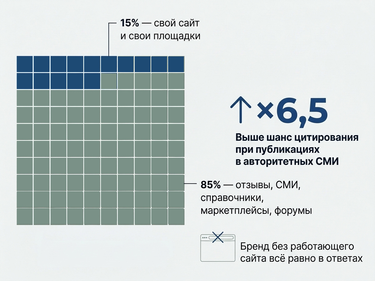 Меньше пятой части упоминаний бренд получает со своих площадок  
