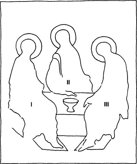 Рис. 34. Схема «Троицы» Рублева (по Эйзенштейну)